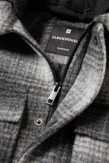 Clockhouse homme - CLOCKHOUSE - veste chemise avec capuche - à carreaux - noir / gris