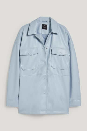 Clockhouse Girls - CLOCKHOUSE - shacket - similpelle - azzurro