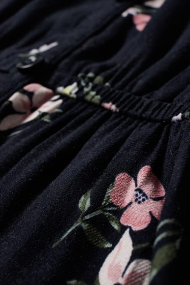 Filles - Ensemble - robe et bandeau cheveux - 2 pièces - à fleurs - noir