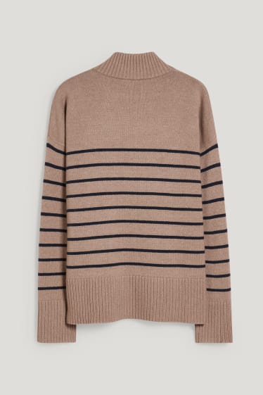 Damen - Pullover - gestreift - braun / blau