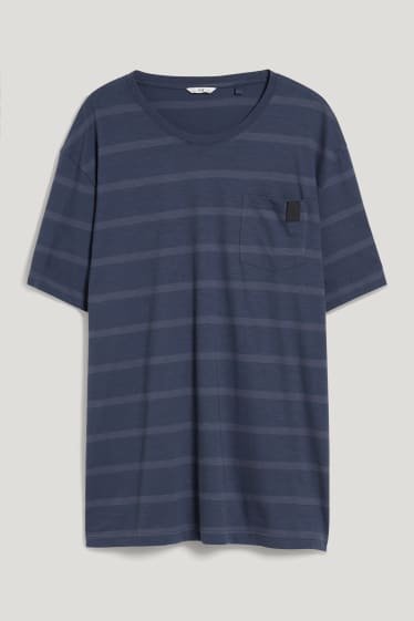Men XL - T-shirt - striped - dark blue