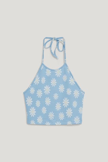 Online exclusive - CLOCKHOUSE - cropped top - floral - blue / white