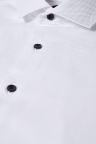 Hommes - Chemise de bureau - body fit - col cutaway - flex - blanc-chiné