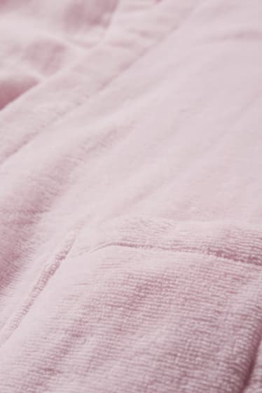 Niñas - Albornoz de rizo con capucha - algodón orgánico - rosa