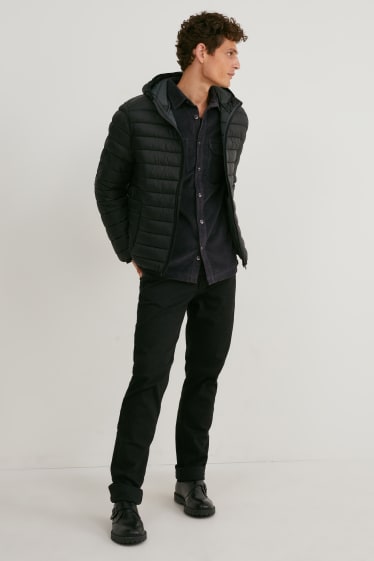 Home - Camisa de pana - regular fit - coll kent - gris fosc