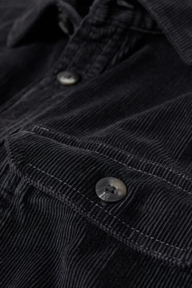 Home - Camisa de pana - regular fit - coll kent - gris fosc