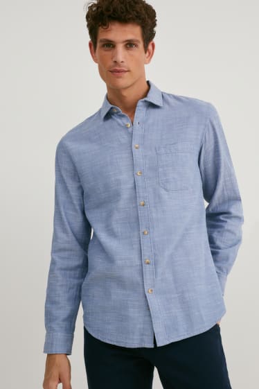 Men - Shirt - regular fit - kent collar - light blue