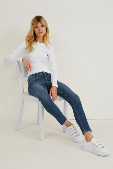 Dames - Set van 3 - basic-longsleeve - wit