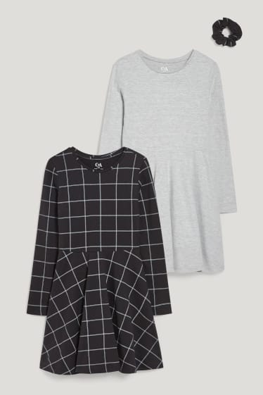 Filles - Ensemble - 2 robes et chouchou - 3 pièces - noir