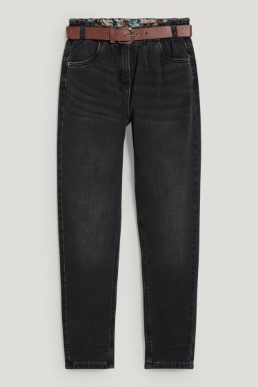 Niñas - Regular jeans con cinturón - vaqueros - gris oscuro