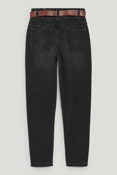 Niñas - Regular jeans con cinturón - vaqueros - gris oscuro