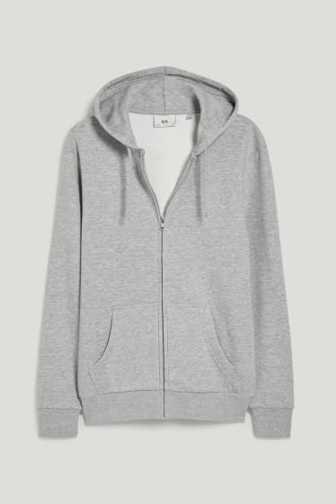 Heren - Sweatvest met capuchon - grijs-mix