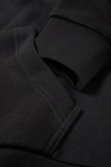 Mężczyźni - Rozpinana bluza z kapturem - bawełna bio - czarny