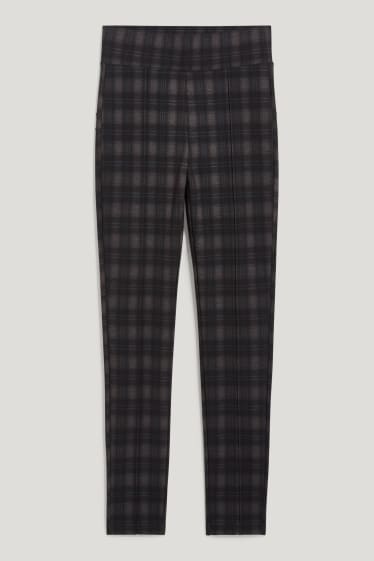 Donna - Pantaloni in jersey - da materiali riciclati - a quadri - nero