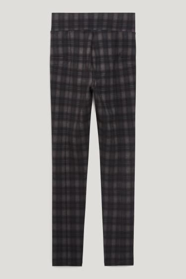 Donna - Pantaloni in jersey - da materiali riciclati - a quadri - nero