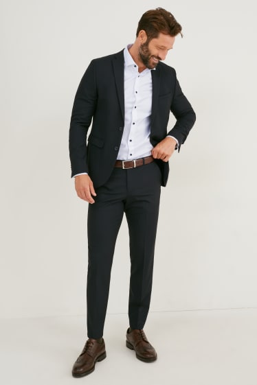 Hommes - Chemise de bureau - body fit - col cutaway - flex - blanc-chiné