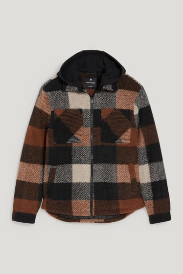 Clockhouse Boys - CLOCKHOUSE - giacca camicia con cappuccio - a quadretti - marrone