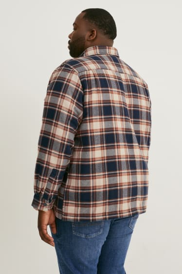 Uomo XL - Giacca di jeans - a quadretti - beige / blu