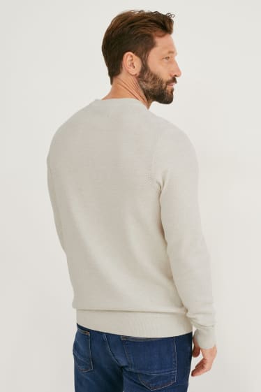 Mężczyźni - Sweter - bawełna Pima - kremowy