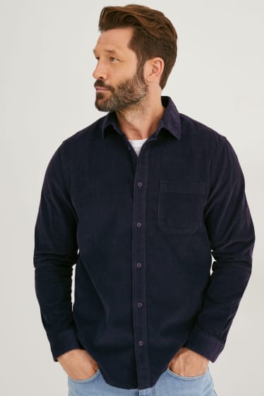 Hombre - Camisa de pana - regular fit - kent - azul oscuro