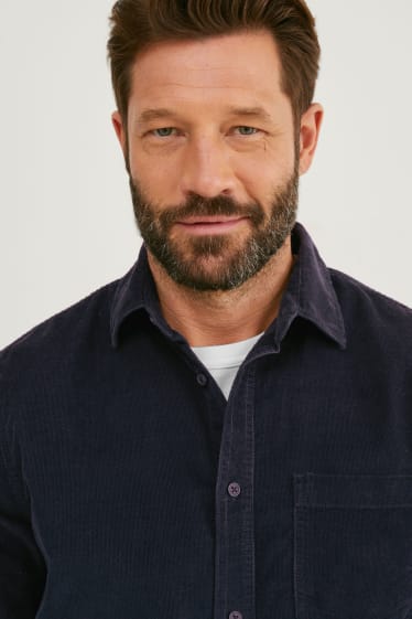 Hombre - Camisa de pana - regular fit - kent - azul oscuro