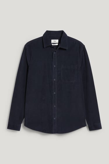Hombre - Camisa de pana - regular fit - kent - azul oscuro