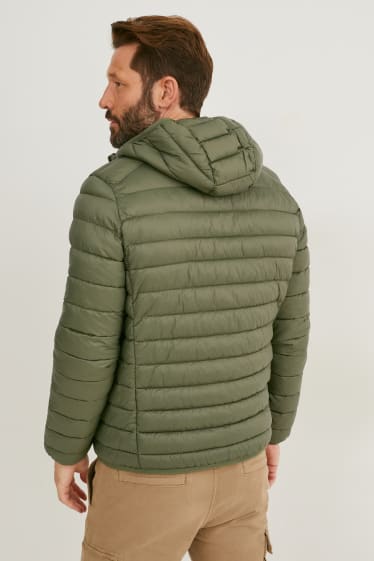 Herren - Steppjacke mit Kapuze - dunkelgrün