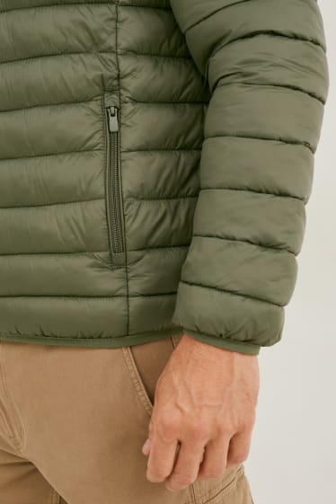 Herren - Steppjacke mit Kapuze - dunkelgrün