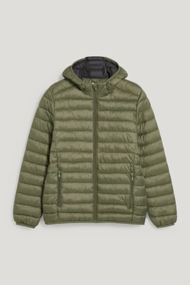 Herren - Steppjacke mit Kapuze - dunkelgrün