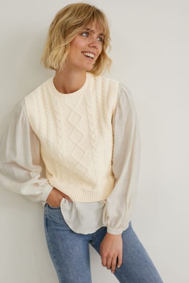 Donna - Gilet in maglia - tortora
