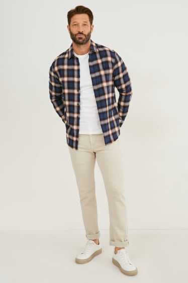 Hommes - Chemise - regular fit - col kent - à carreaux - bleu foncé