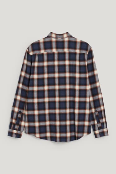 Hommes - Chemise - regular fit - col kent - à carreaux - bleu foncé