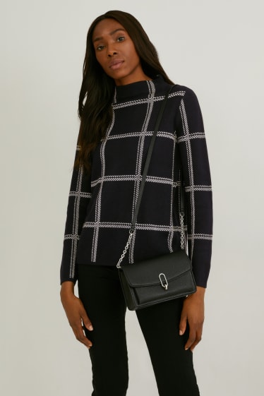 Damen - Pullover - kariert - schwarz