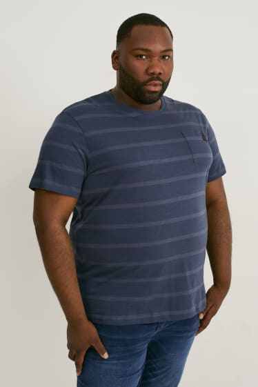 Men XL - T-shirt - striped - dark blue