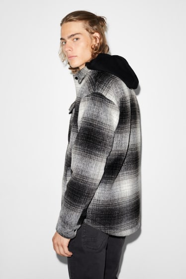 Clockhouse homme - CLOCKHOUSE - veste chemise avec capuche - à carreaux - noir / gris