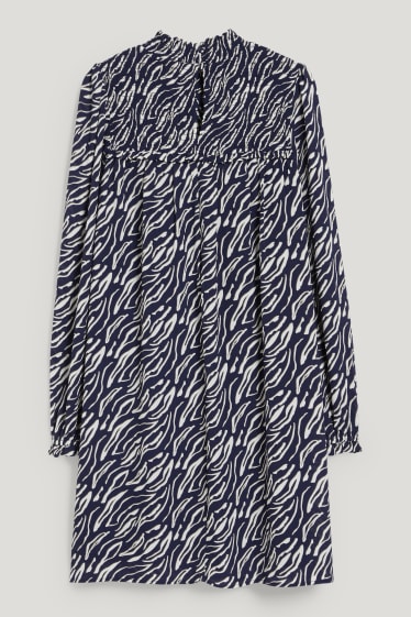 Femmes - Robe à la coupe évasée - à motif - bleu foncé