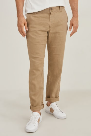 Herren - Leinen-Chino - Regular Fit - hellbraun
