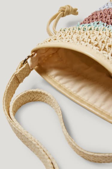 Clockhouse Girls - CLOCKHOUSE - kleine Stroh-Umhängetasche - gestreift - beige