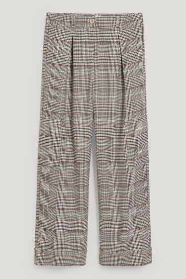 Niñas - Pantalón - de cuadros - beis