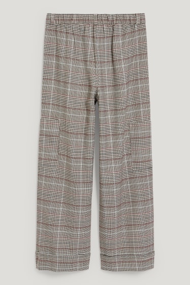 Niñas - Pantalón - de cuadros - beis