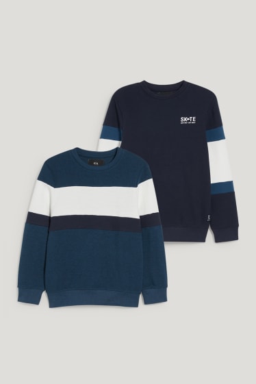 Garçons - Lot de 2 - sweat-shirt - bleu foncé