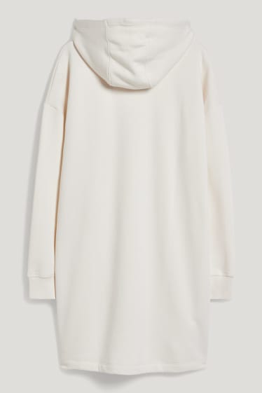 Femei - Rochie de molton basic cu glugă - alb-crem