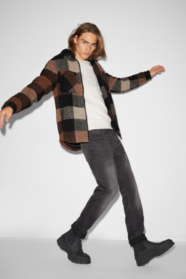 Clockhouse Boys - CLOCKHOUSE - giacca camicia con cappuccio - a quadretti - marrone