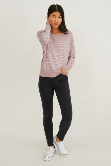 Femmes - Pullover - à rayures - rose