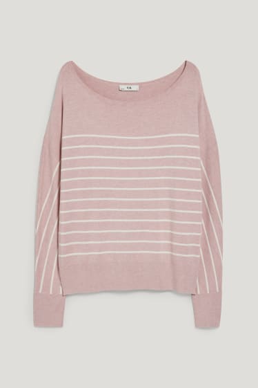 Femmes - Pullover - à rayures - rose
