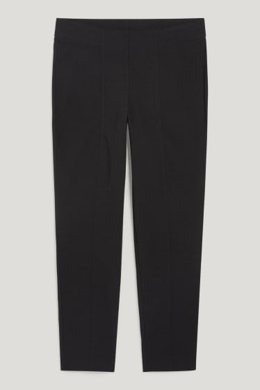 Dámské - Plátěné kalhoty - high waist - LYCRA® - černá