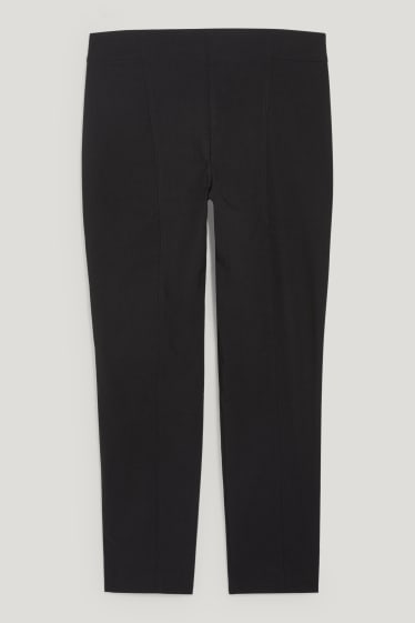 Dámské - Plátěné kalhoty - high waist - LYCRA® - černá
