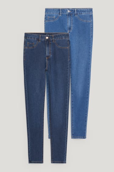 Kobiety - Wielopak, 2 pary - jegging jeans - wysoki stan - LYCRA® - dżins-niebieski