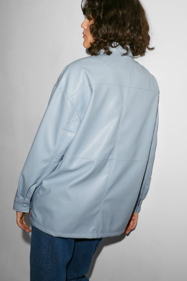 Clockhouse Girls - CLOCKHOUSE - shacket - similpelle - azzurro