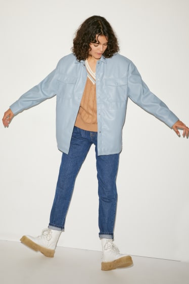 Clockhouse Girls - CLOCKHOUSE - shacket - similpelle - azzurro